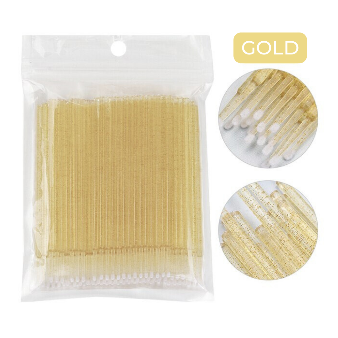 Gold Glitter Disposable Microbrushes 