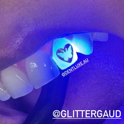 18k Gold Tooth Gem HEART BUTTERFLY