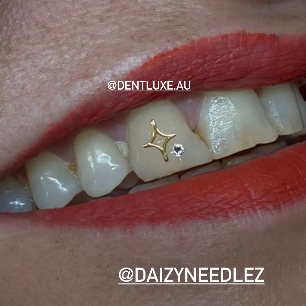 18k tooth gems hollow twinkle star sparkle charm
