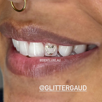 18k Gold Tooth Gem HEART BUTTERFLY
