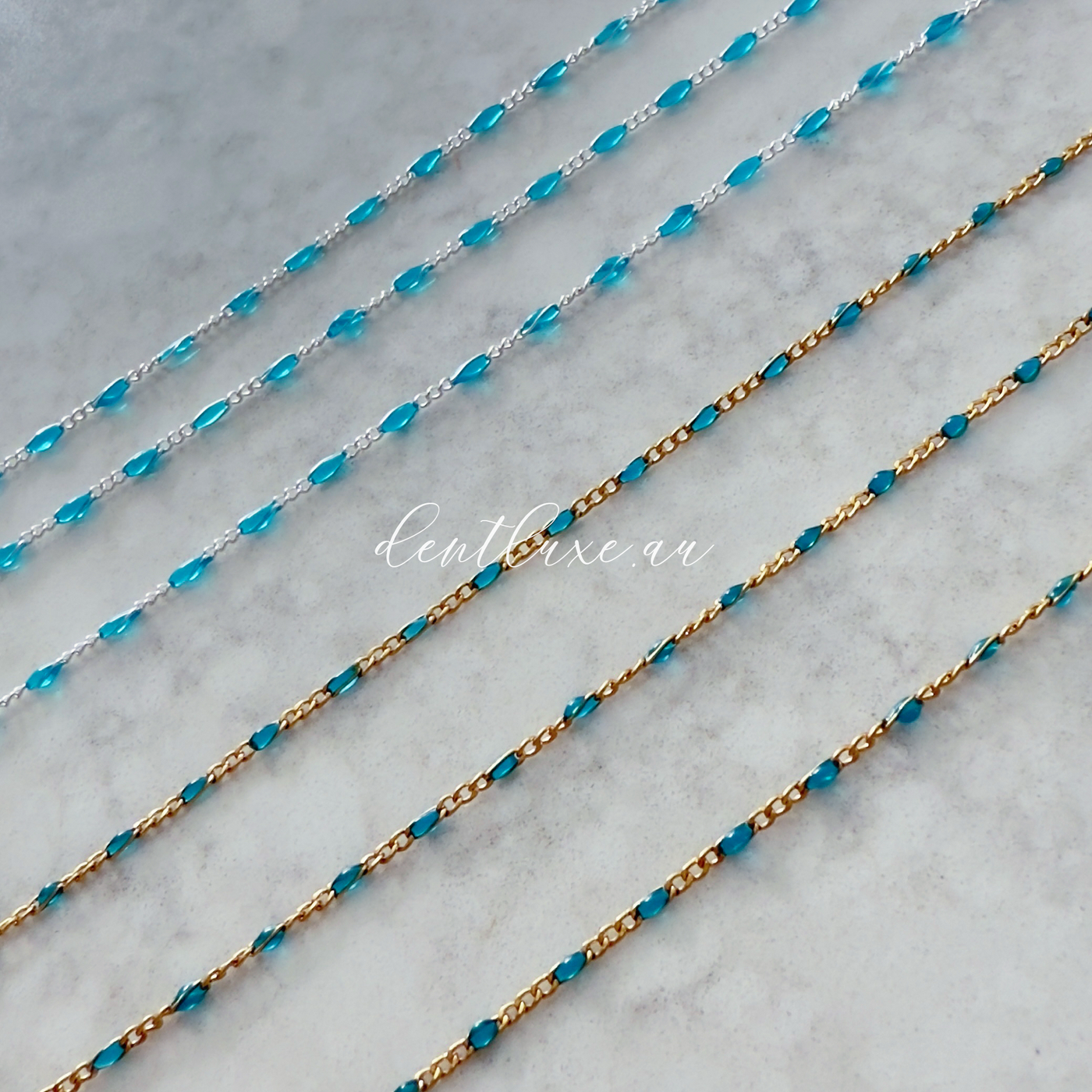 Blue Enamel 3+1 Figaro Chain Permanent Jewellery Wholesale supplies jewelry